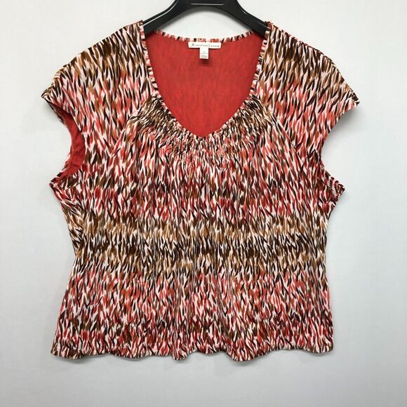 JM Collection Women Short Sleeve Blouse Top Shirt Plus Size 3X Nylon M188 -4 - Picture 3 of 11